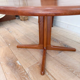 Danish Teak Round Dining Table w/ 2 Leaves