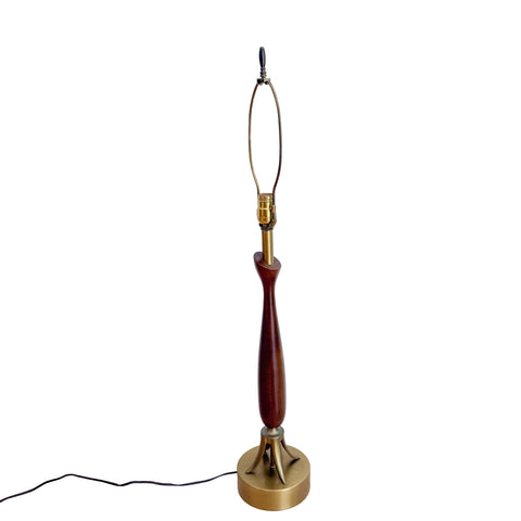 Mid Century Walnut/Brass Table Lamp