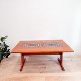 Danish Teak Tile Top Dining Table w/ Drop Down Leaves
