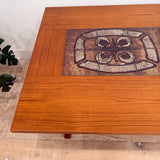 Danish Teak Tile Top Dining Table w/ Drop Down Leaves