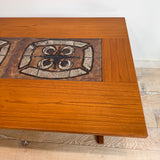 Danish Teak Tile Top Dining Table w/ Drop Down Leaves