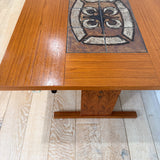 Danish Teak Tile Top Dining Table w/ Drop Down Leaves