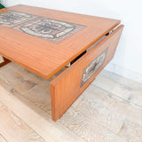 Danish Teak Tile Top Dining Table w/ Drop Down Leaves