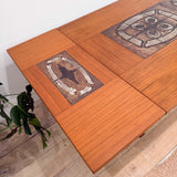 Danish Teak Tile Top Dining Table w/ Drop Down Leaves