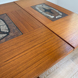 Danish Teak Tile Top Dining Table w/ Drop Down Leaves