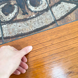 Danish Teak Tile Top Dining Table w/ Drop Down Leaves