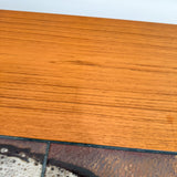 Danish Teak Tile Top Dining Table w/ Drop Down Leaves