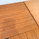 Danish Teak Tile Top Dining Table w/ Drop Down Leaves