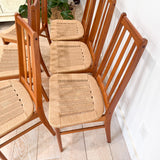 Set of 6 Danish Teak Rope Chairs