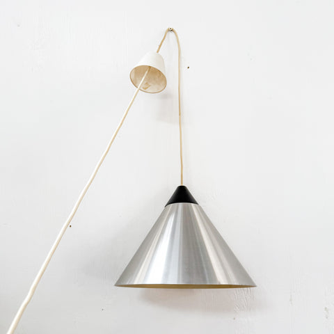 60's Chrome + Wood Pendant Light