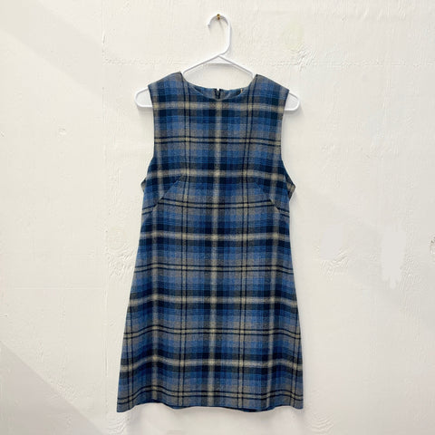 90s LIMITED Blue Plaid Mini Dress- Small