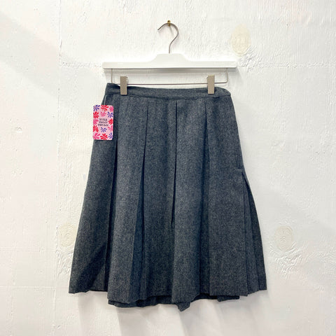 60s Grey Wool Pleated Skirt- 27”
