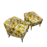 Pair of Vintage Yellow/Green Floral Chairs