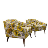 Pair of Vintage Yellow/Green Floral Chairs