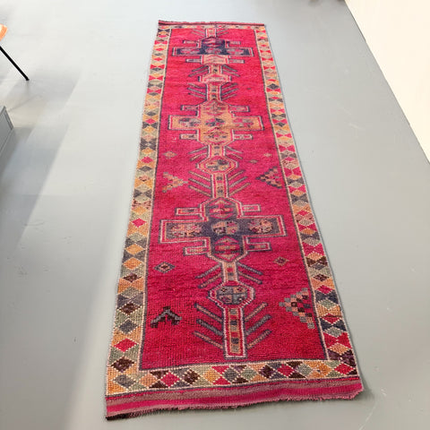 Vintage Turkish Pink/Red Runner 3'2x10'2