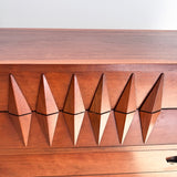 Mid Century Sculpted Walnut Highboy Dresser