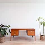 Danish Teak/Walnut Desk with Finished Back