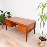 Danish Teak/Walnut Desk with Finished Back