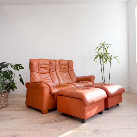Ekornes Loveseat + 2 Ottomans