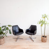 Pair of Vintage Black Swivel Chairs