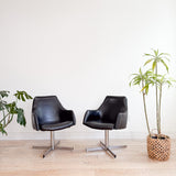 Pair of Vintage Black Swivel Chairs