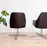 Pair of Vintage Black Swivel Chairs
