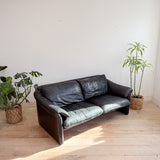 Vintage Black Leather Loveseat
