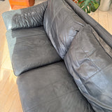 Vintage Black Leather Loveseat