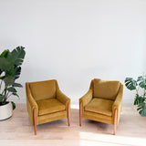 Pair of Mid Century Lounge Chairs - Mustard Chenille