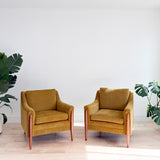 Pair of Mid Century Lounge Chairs - Mustard Chenille