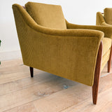 Pair of Mid Century Lounge Chairs - Mustard Chenille