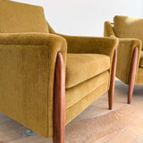 Pair of Mid Century Lounge Chairs - Mustard Chenille