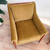 Pair of Mid Century Lounge Chairs - Mustard Chenille