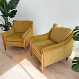 Pair of Mid Century Lounge Chairs - Mustard Chenille