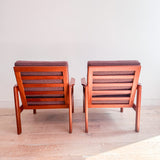Pair of Danish Teak Lounge Chairs - Mauve Upholstery