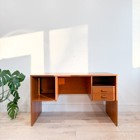 Vintage Teak Desk w/ Finished Back