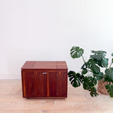 Mid Century Walnut Bar w/ Side Storage