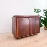 Mid Century Walnut Bar w/ Side Storage