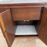 Mid Century Walnut Bar w/ Side Storage