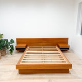 Danish Teak Queen Platform Bed w/ Floating Nightstands