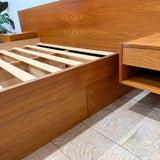 Danish Teak Queen Platform Bed w/ Floating Nightstands