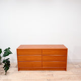 Danish Teak Low 6 Drawer Dresser