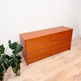 Danish Teak Low 6 Drawer Dresser