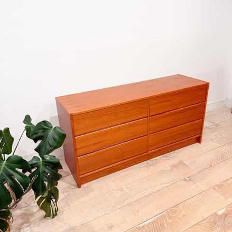 Danish Teak Low 6 Drawer Dresser