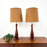 Pair of Mid Century Walnut Lamps