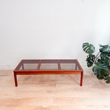Danish Teak Coffee Table w/ Amber Glass