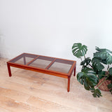 Danish Teak Coffee Table w/ Amber Glass