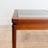 Danish Teak Coffee Table w/ Amber Glass