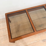 Danish Teak Coffee Table w/ Amber Glass