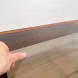 Danish Teak Coffee Table w/ Amber Glass